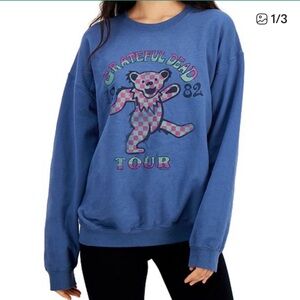Junk Food Dancing Bear blue Grateful Dead Pullover Sweatshirt - S